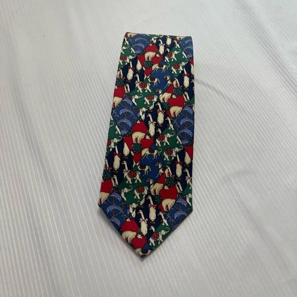 Brooks Brothers Silk Polar Bear Elephant Duck Dolphin Animal Tie Necktie